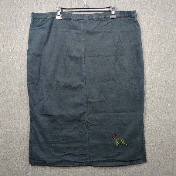 Quacker Factory Maxi Skirt Womens 1X Black Embroidered Beaded Pull On Cotton - Picture 4 of 11